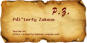 Péterfy Zakeus névjegykártya